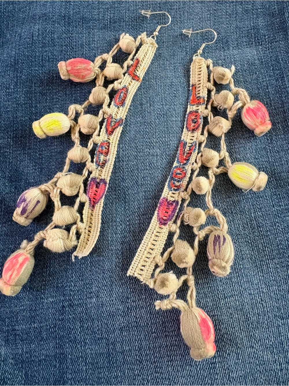 Handcrafted Boho Tassel Drop Earrings with Multicolor Accents - Picture 3 of 3